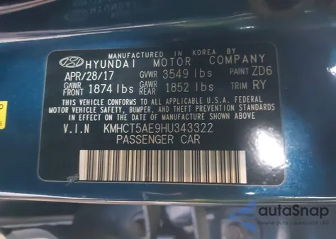 2017 Hyundai Accent Se из США, поврежденный, VIN KMHCT5AE9HU343322